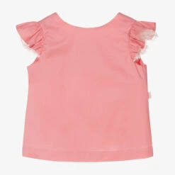 Il Gufo Girls Pink Cotton Frill Sleeve Blouse