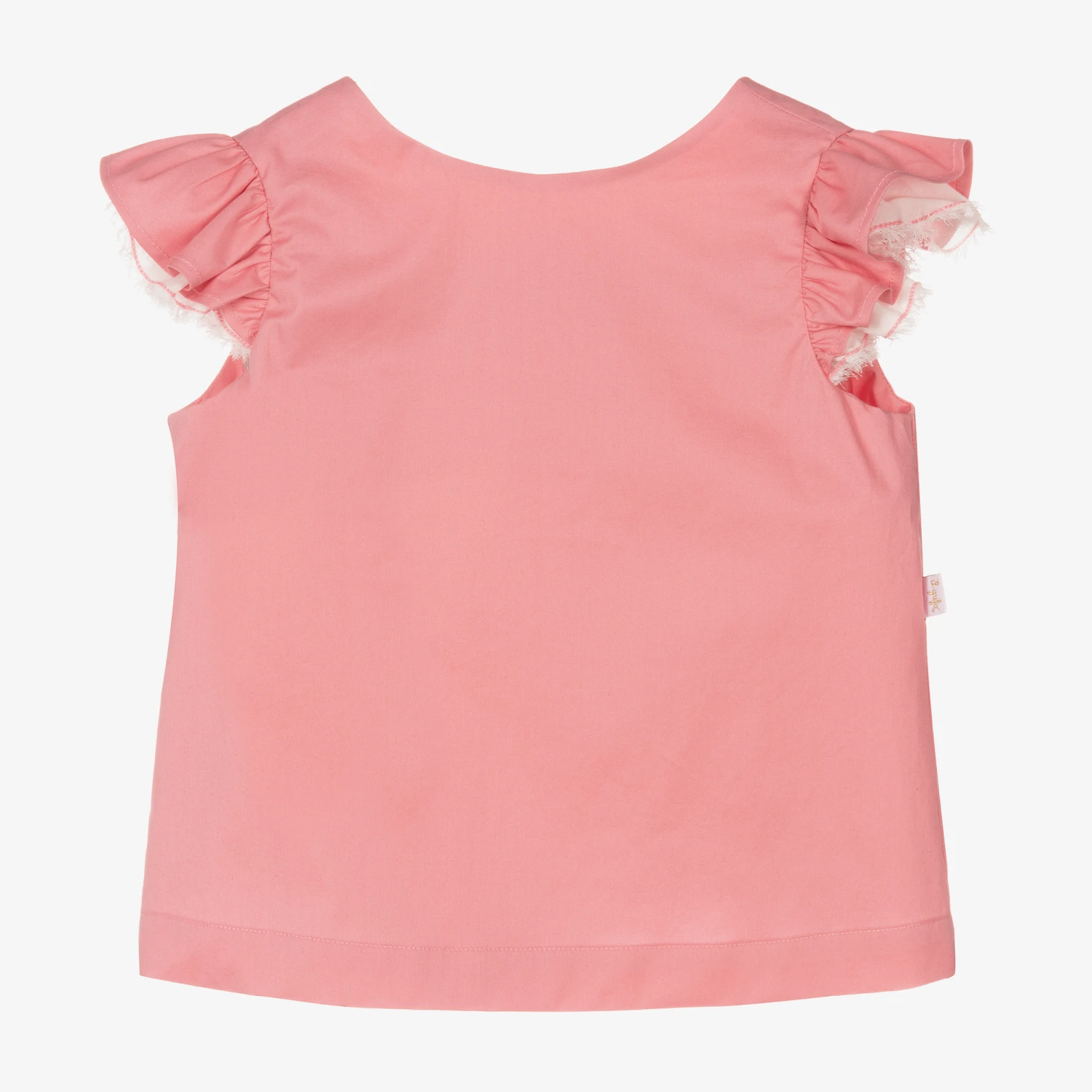 Il Gufo Girls Pink Cotton Frill Sleeve Blouse