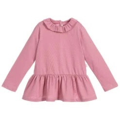 Il Gufo Girls Pink Ruffle Cotton Top