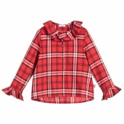 Il Gufo Girls Red Check Cotton Blouse