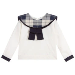 Jessie And James London Ivory & Blue Cotton Blouse