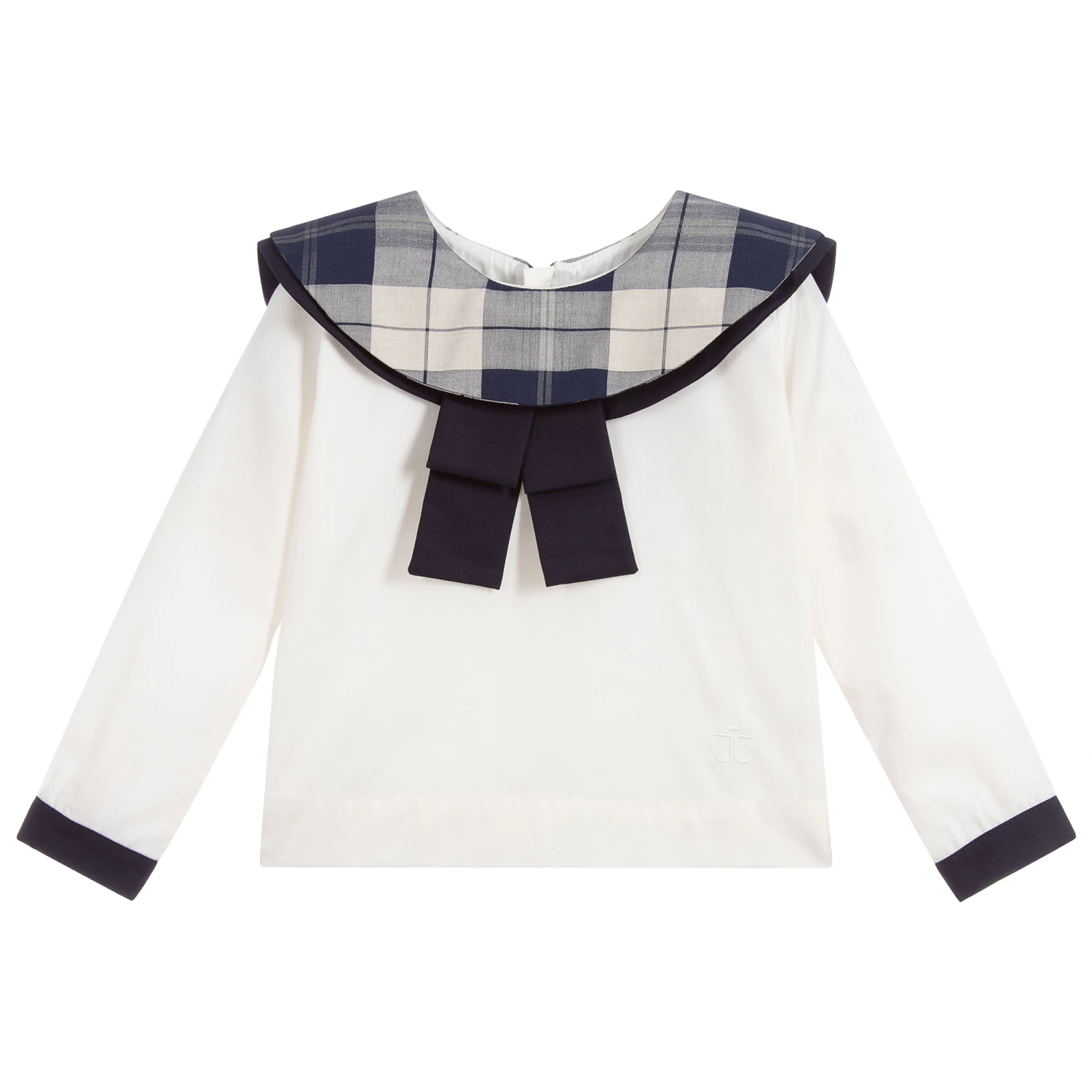 Jessie And James London Ivory & Blue Cotton Blouse