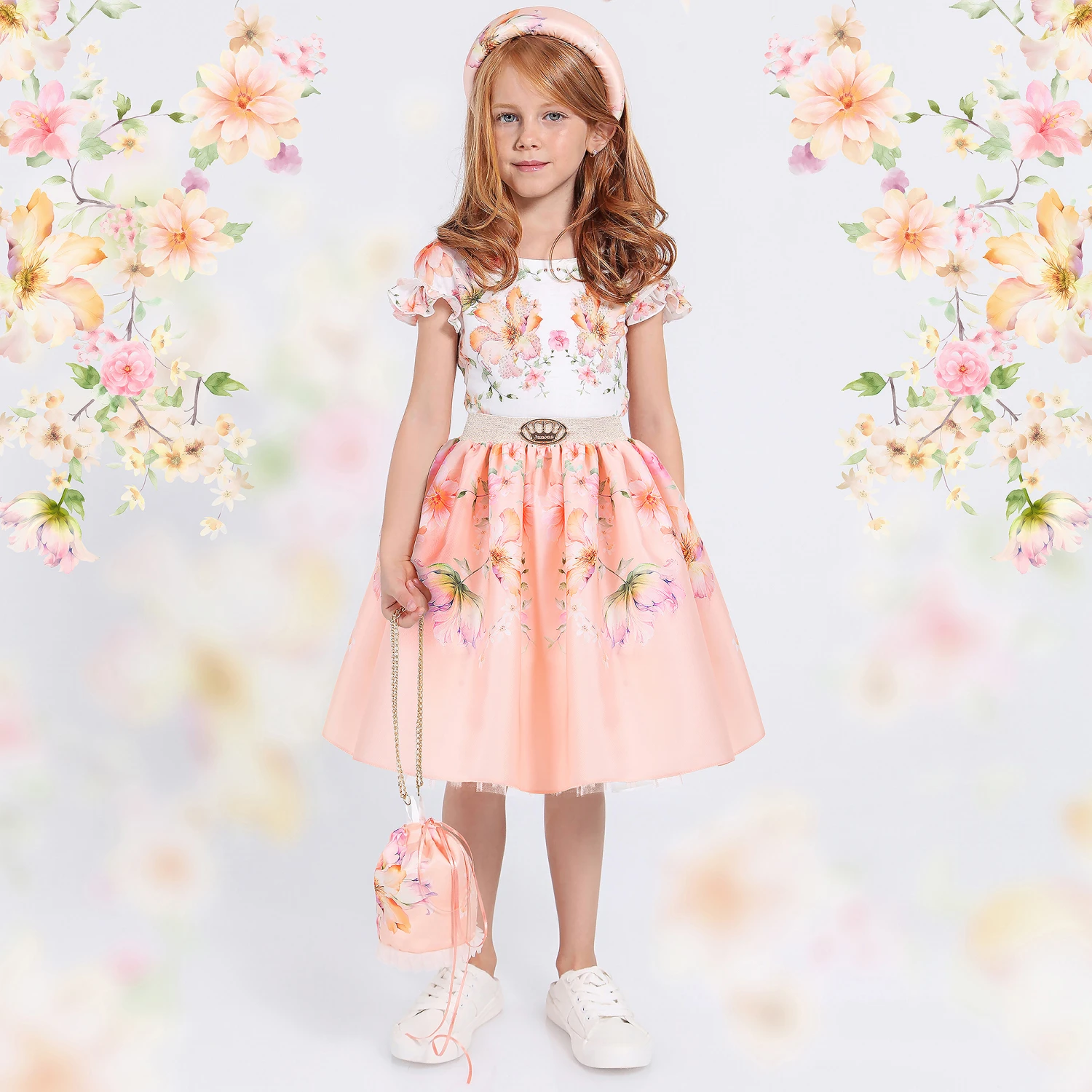 Junona Girls White Floral T-Shirt - Image 2