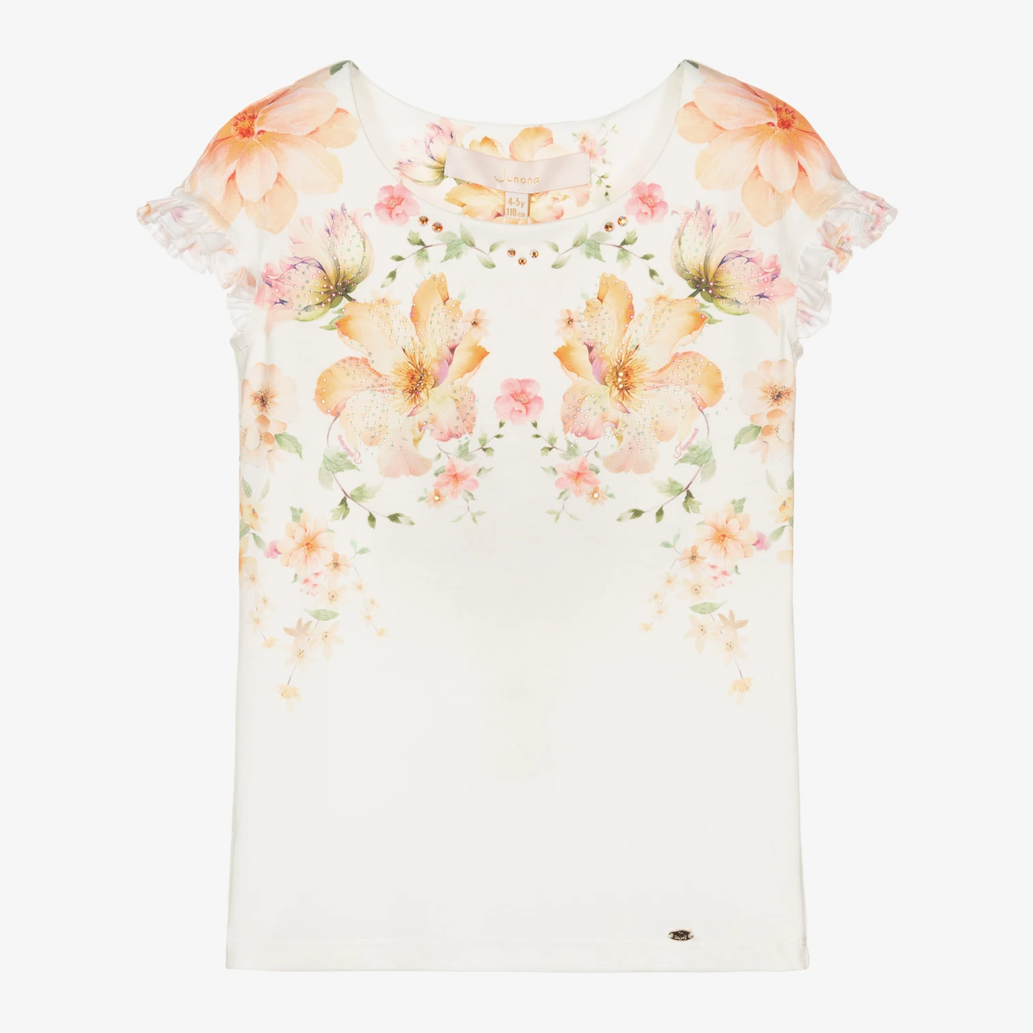 Junona Girls White Floral T-Shirt