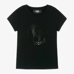 KARL LAGERFELD KIDS Girls Black Logo T-Shirt