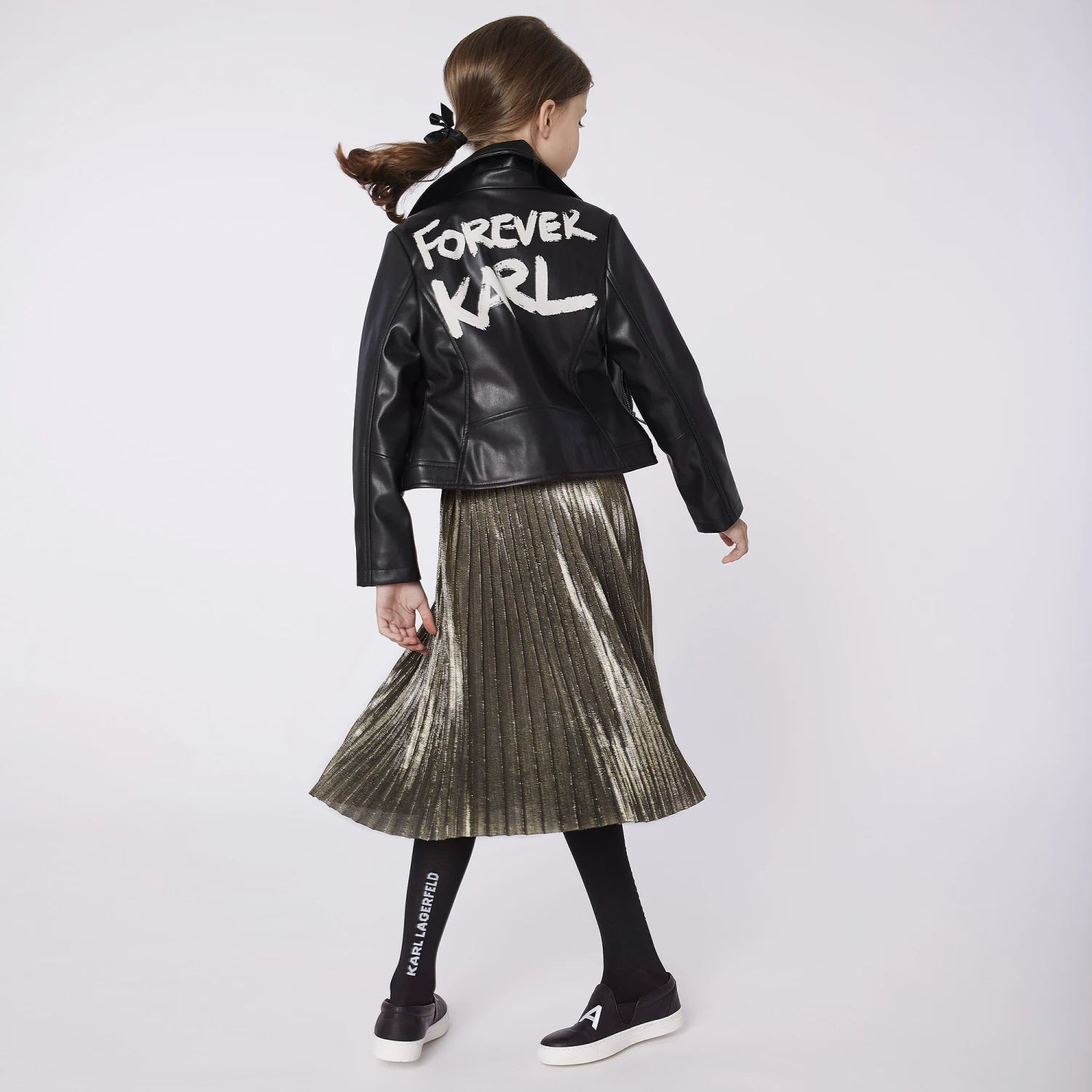 KARL LAGERFELD KIDS Gold Pleated Midi Skirt - Image 2