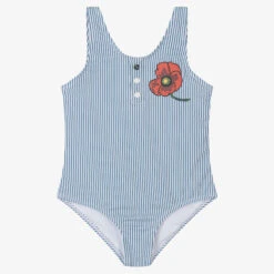 KENZO KIDS Girls Blue Stripe Poppy Swimsuit