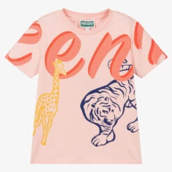 KENZO KIDS Girls Pink Cotton Multi-Iconics T-Shirt