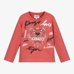 KENZO KIDS Pink Organic Cotton Tiger Top