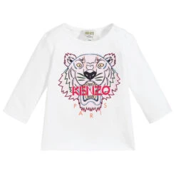 KENZO KIDS White Organic Cotton Tiger Top