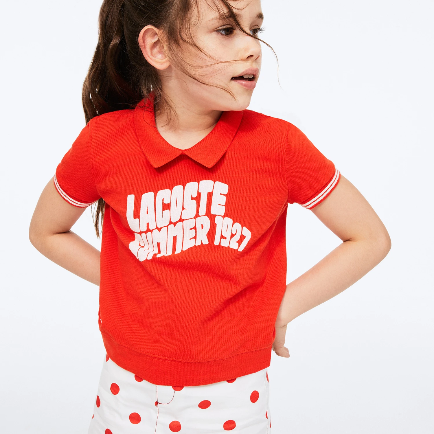Lacoste Girls Red Cotton Polo Shirt - Image 2