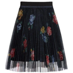 Lapin House Navy Blue Floral Tulle Skirt