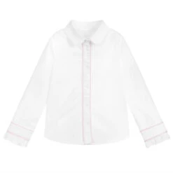 Lapin House White Cotton & Velvet Shirt