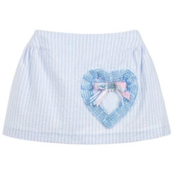 Little Darlings Girls Blue Striped Skirt