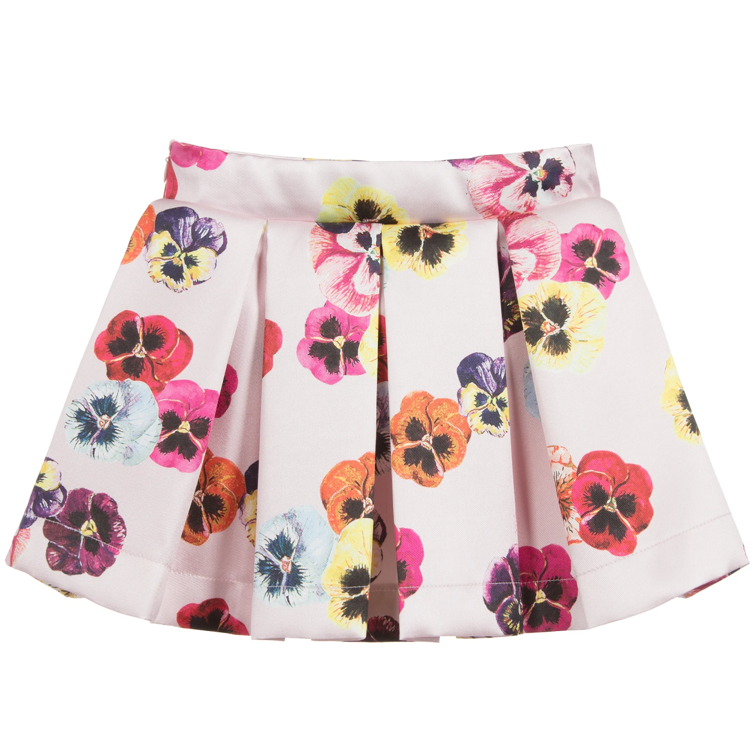 Love Made Love Pink Pansy Print Skater Skirt - Image 2