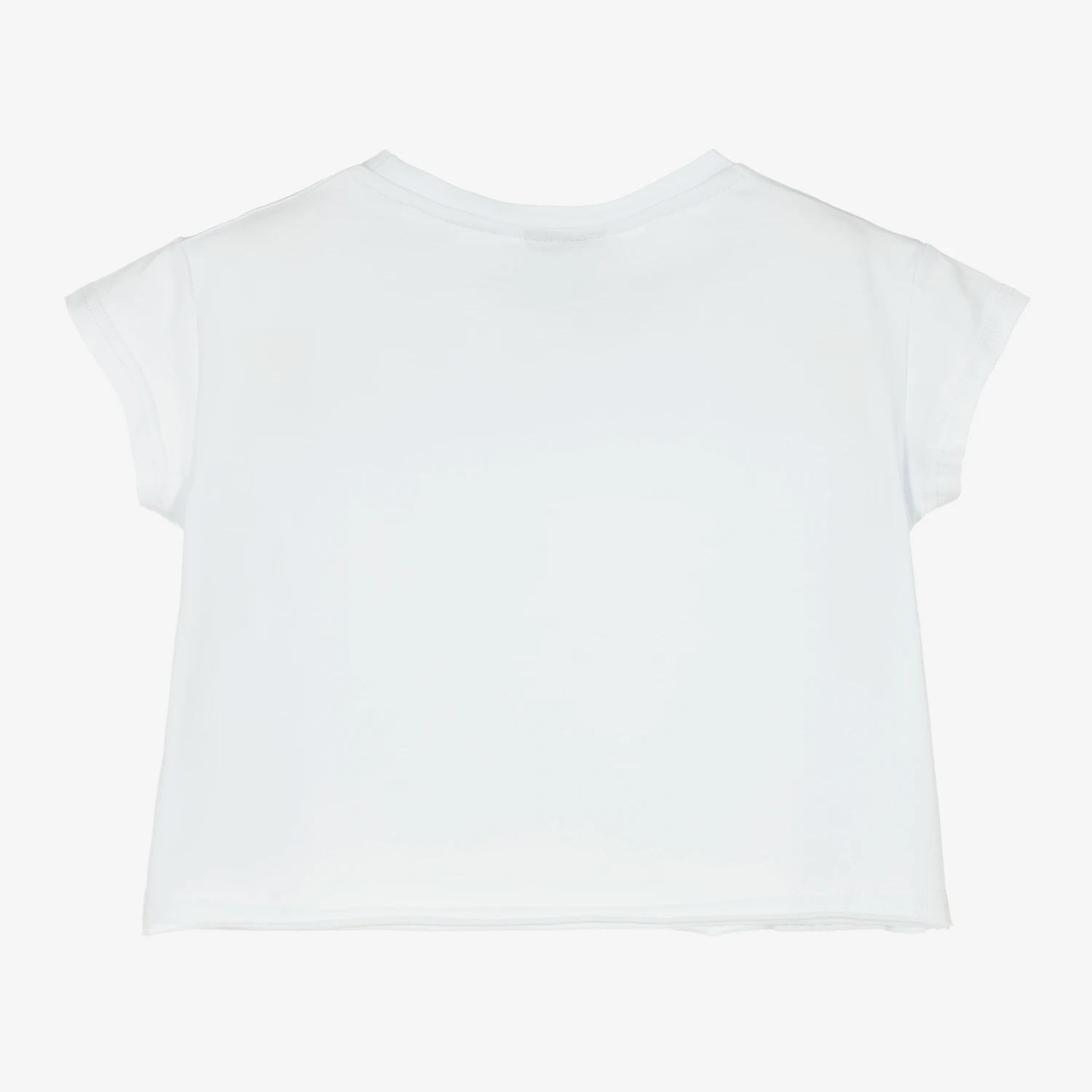 Marc Ellis Girls White Glitter Logo Crop T-Shirt - Image 3