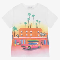 MARC JACOBS Girls White Cotton Logo T-Shirt