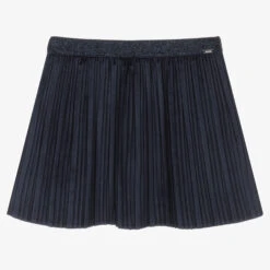 Mayoral Blue Velvet Pleated Skirt