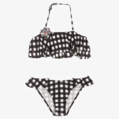 Mayoral Girls Black & White Gingham Bikini