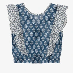 Mayoral Girls Blue & White Cotton Blouse