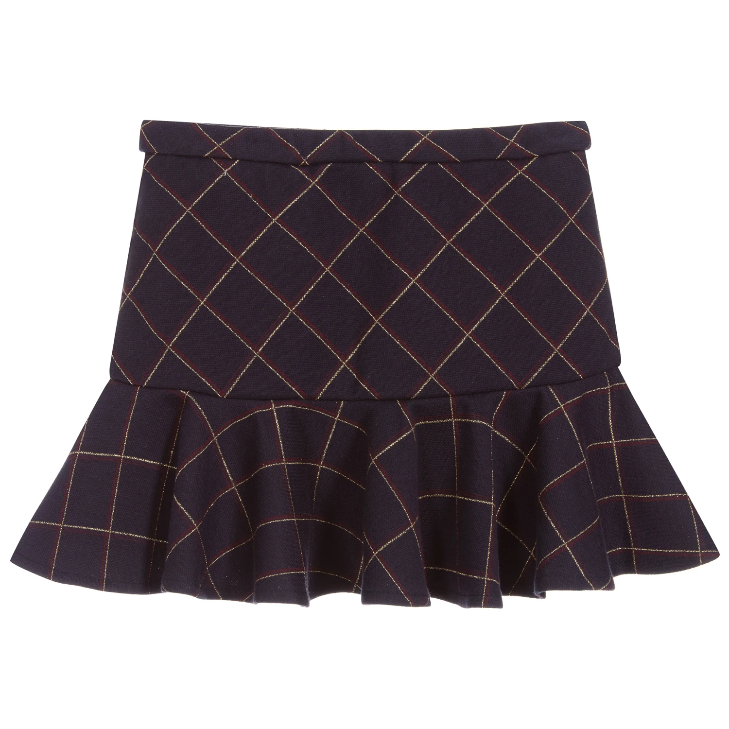 Mayoral Girls Navy Blue Check Skirt - Image 2