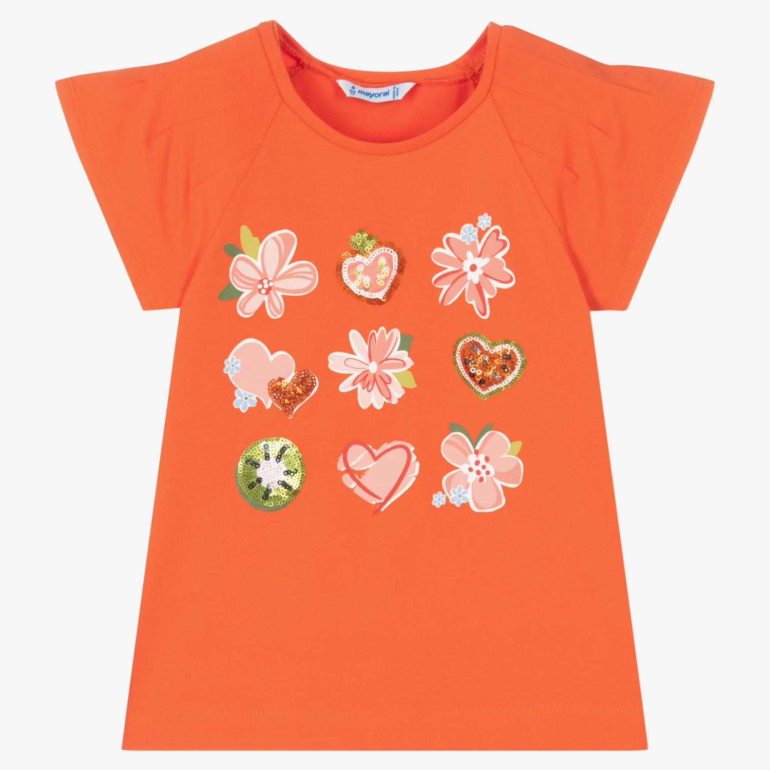 Mayoral Girls Orange Floral Print T-Shirt