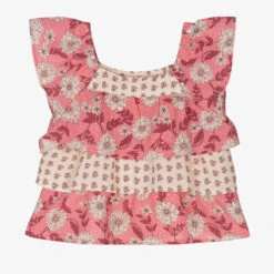 Mayoral Girls Pink & Ivory Floral Blouse