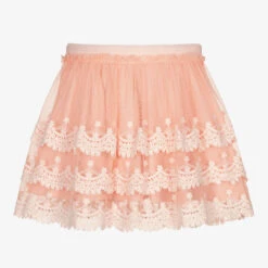 Mayoral Girls Pink Lace & Tulle Skirt