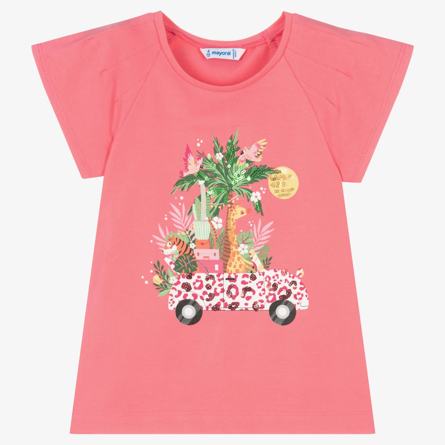 Mayoral Girls Pink Safari Print T-Shirt