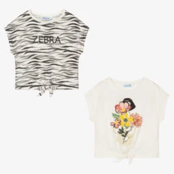 Mayoral Ivory Cotton T-Shirts (2 Pack)