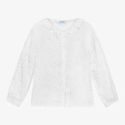 Mayoral White & Silver Hearts Blouse