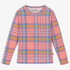 Mini Rodini Girls Pink Check Cotton Top