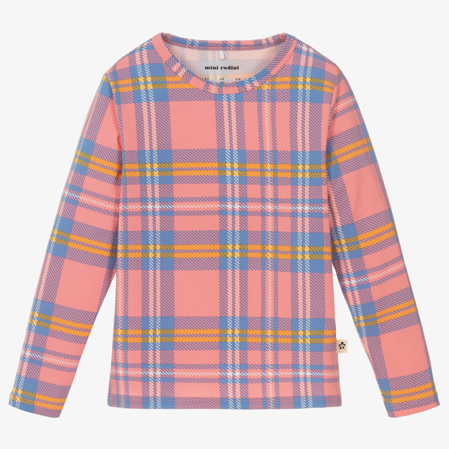 Mini Rodini Girls Pink Check Cotton Top