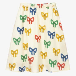 Mini Rodini Ivory Bow Print Midi Skirt