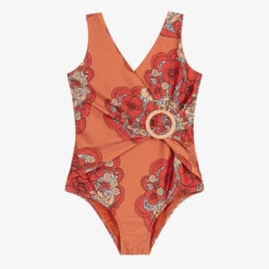 Mini Rodini Red Floral Swimsuit (UPF50+)