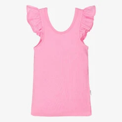 Molo Girls Pink Organic Cotton Ruffle Vest