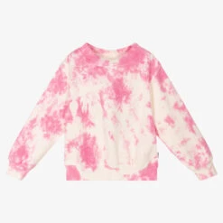 Molo Girls Pink Organic Cotton Tie-Dye Sweatshirt