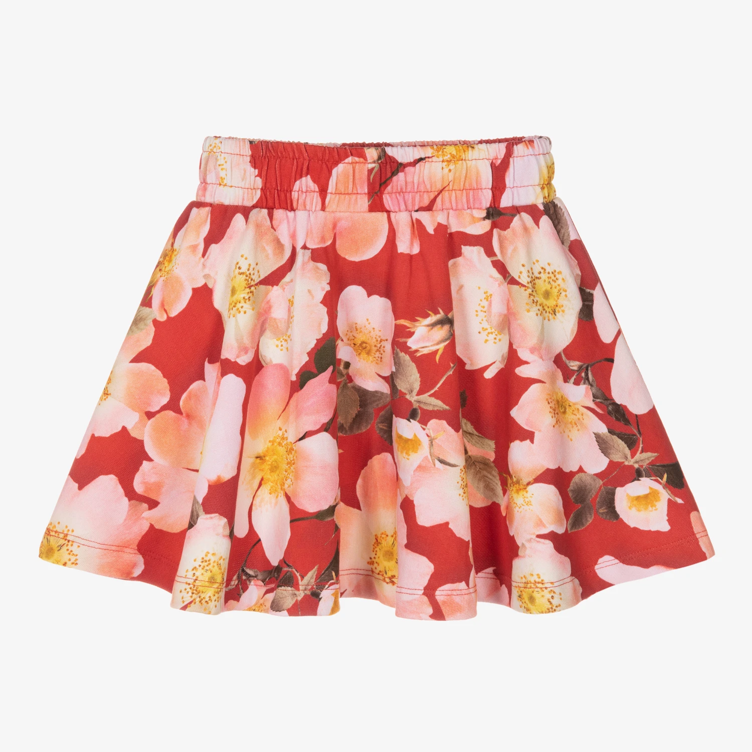 Molo Girls Red Floral Cotton Skirt - Image 2