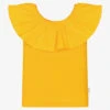Molo Girls Yellow Organic Cotton Ruffle T-Shirt