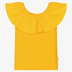 Molo Girls Yellow Organic Cotton Ruffle T-Shirt