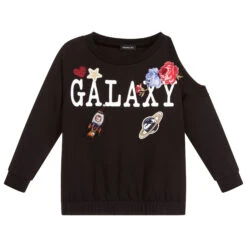 Monnalisa Black Galaxy Badge Sweatshirt