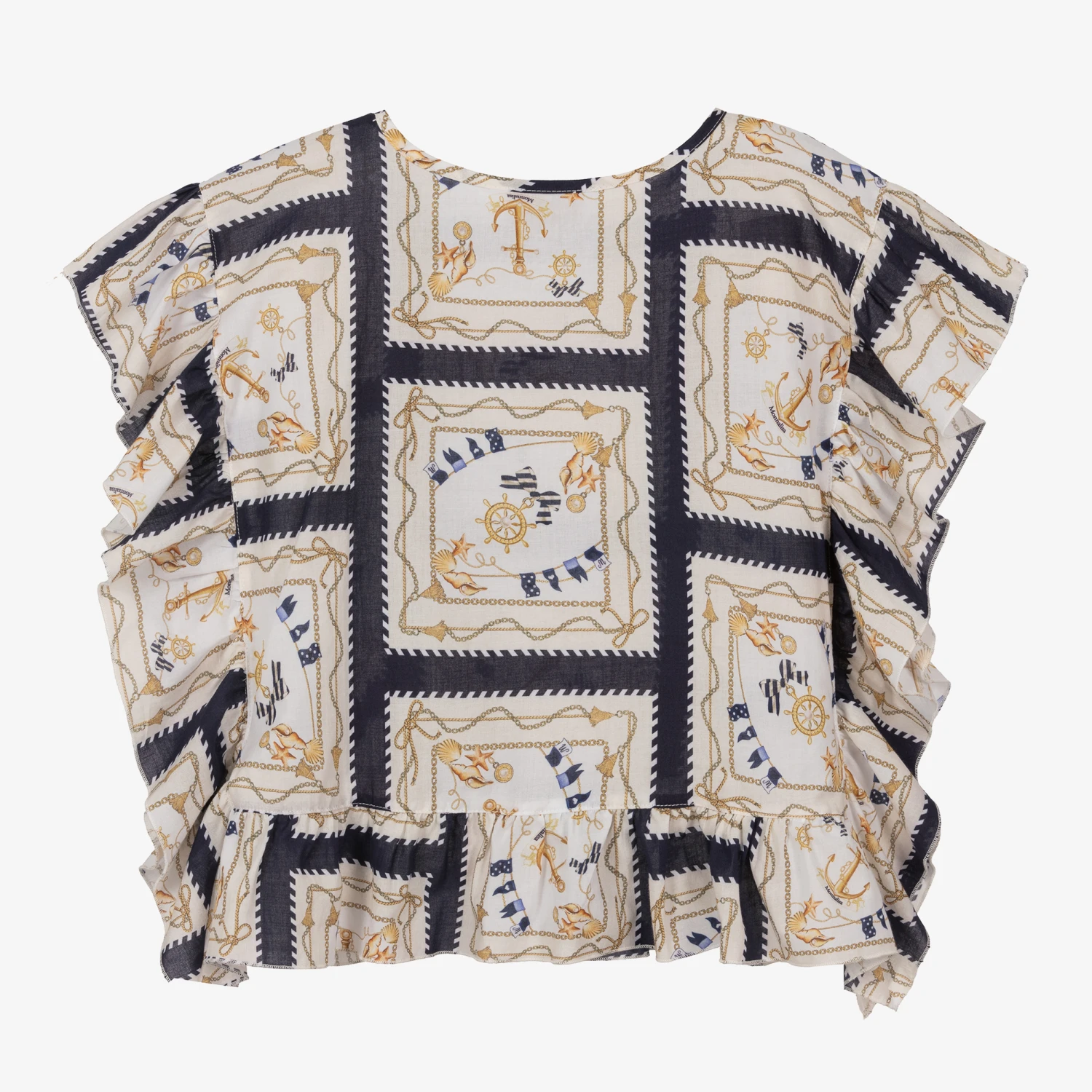 Monnalisa Girls Ivory Foulard Print Beach Kaftan - Image 2