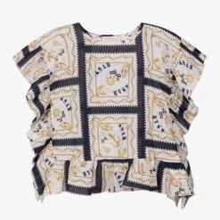 Monnalisa Girls Ivory Foulard Print Beach Kaftan