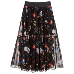 Monnalisa Girls Long Black Chiffon Skirt