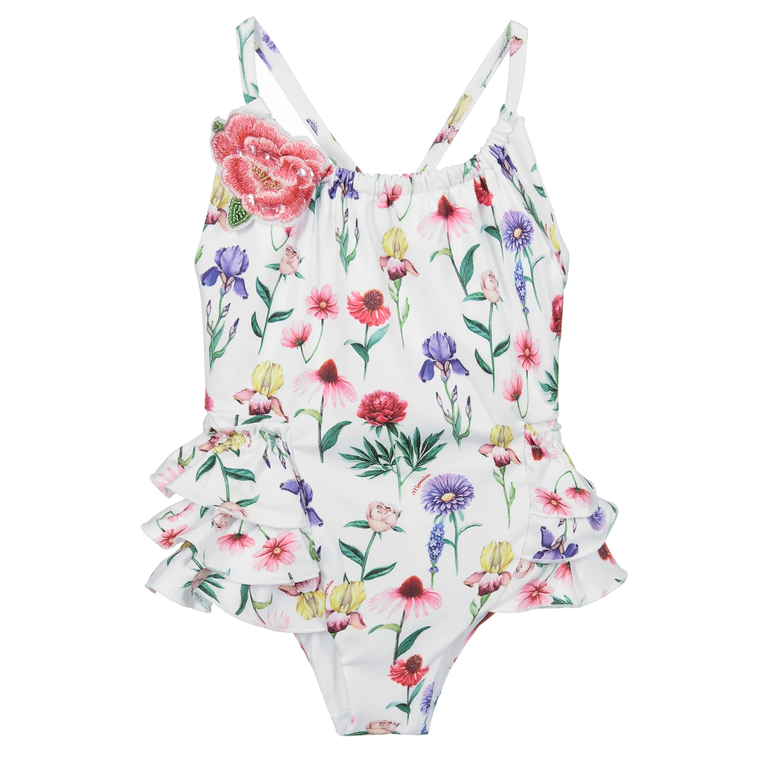 Monnalisa Girls White Floral Swimsuit