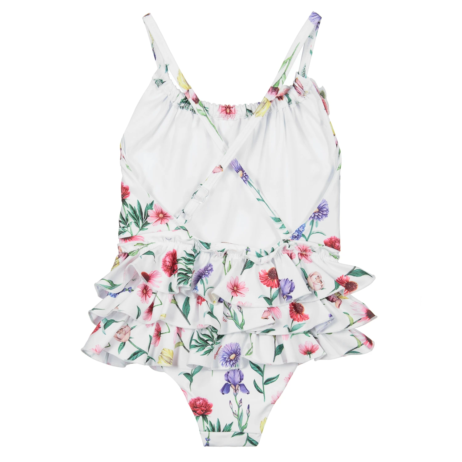 Monnalisa Girls White Floral Swimsuit - Image 2