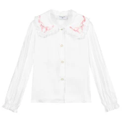 Monnalisa Ivory Bow Collar Blouse