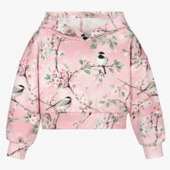 Monnalisa Pink Floral Cropped Hoodie