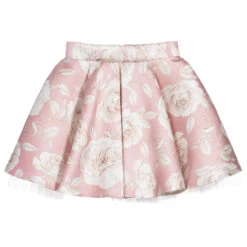 Monnalisa Chic Pink & Ivory Floral Skirt