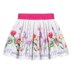 Monnalisa Pink & White Floral Skirt